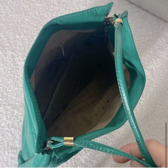 Vintage Green Leather Cross Body Bag Purse - Picture 9 of 11